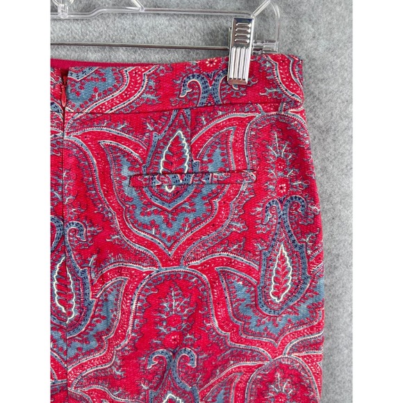 J. Crew No 2 Pencil Skirt Raj Paisley Red Blue Career Slim Fit Womens Size 8 - Picture 5 of 11